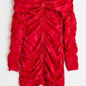 Red off shoulder dress